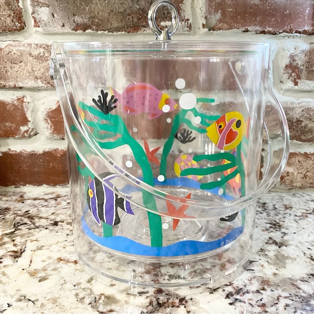 Vintage 1990s /80s Department 56 Acrylic Fish Ice Bucket